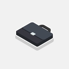Briefcase left view White Stroke and Shadow icon vector isometric.