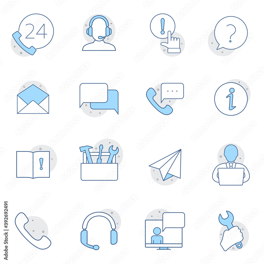Poster simple collection of support service related line icons. thin line vector set of signs for infograph