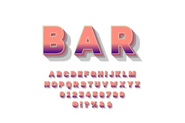 typeface design, alphabet font, pink and white style