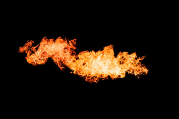 Fire flames on black background