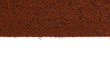 Coffee grind texture background, close up. ground coffee brown background, wood grain texture.