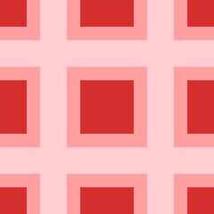 Obraz premium Seamless pattern of large isolated red rectangles. The elements are evenly spaced. Vector illustration on light red background