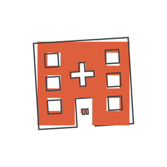 Obraz premium Vector hospital. Flat image health care cartoon style on white isolated background.