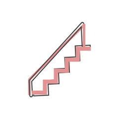 Vector staircase icon cartoon style on white isolated background.