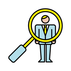 business man with magnifying glass avatar character