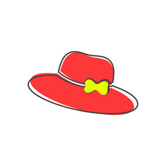 Vector icon hat with brim cartoon style on white isolated background.