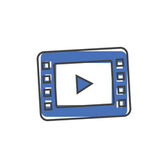 Video play icon. Vector illustration play video cartoon style on white isolated background.