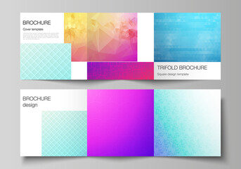 Naklejka premium The minimal vector editable layout of square format covers design templates for trifold brochure, flyer, magazine. Abstract geometric pattern with colorful gradient business background.