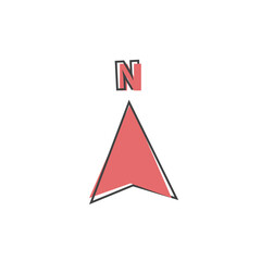 Vector icon of the compass. Illustration of a compass symbol for determining the sides of the world cartoon style on white isolated background.