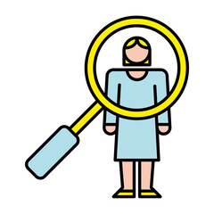 elegant business woman with magnifying glass avatar character
