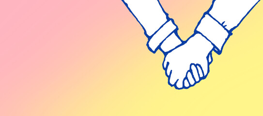 Obraz premium 繋いだ手のイラスト