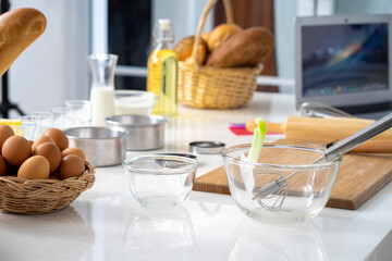 assorted varieties of Bakery products bread in the white kitchen