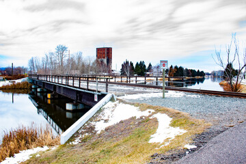 Fototapeta premium Railroad Crossing over a River