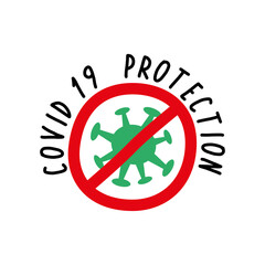 covid19 protection lettering campaign hand made flat style
