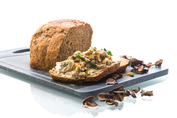 home cooked natural mushroom caviar from dried forest mushrooms