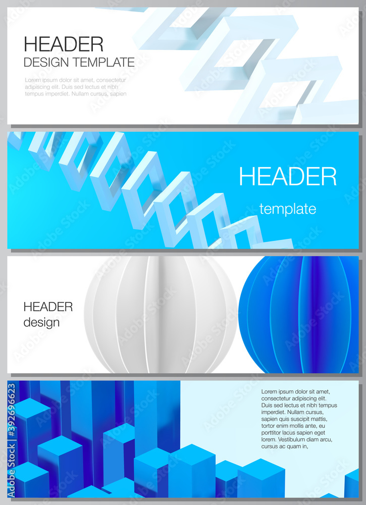 Poster vector layout of headers, banner templates for website footer design, horizontal flyer design, websi