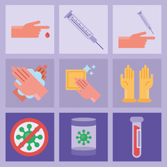 bundle of nine covid19 test set icons