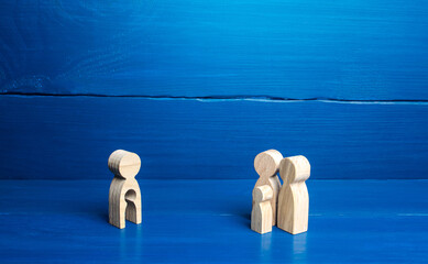 figurine with a void shape of a child and family of parents with a child. Surrogacy concept....