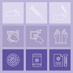 bundle of nine covid19 test set icons