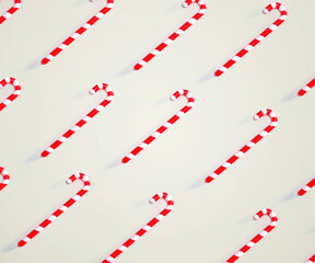 Christmas candy canes overhead view - flat lay