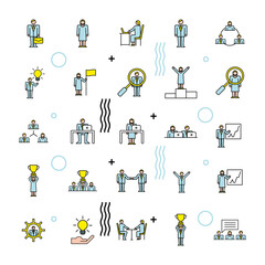 bundle of twenty five business people team characters workers