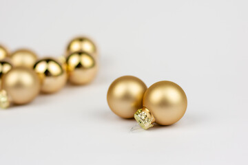 christmas gold balls isolated on white background