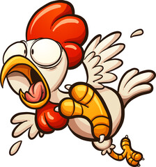 Scared cartoon chicken. Vector clip art illustration with simple gradients. All in a single layer. 
