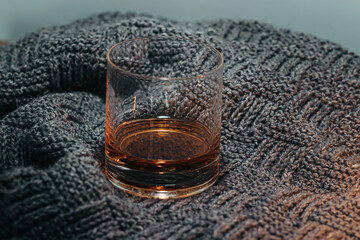 Warm shot of cognac with bottles