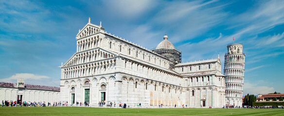 Fototapeta na wymiar piazza dei miracoli, with the Basilica and the leaning tower, Pisa, Italy