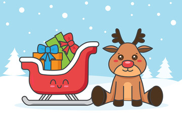 Christmas card on the snow