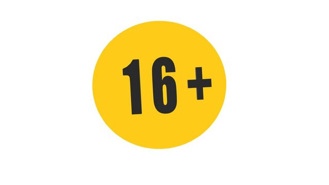 Under 16 sign warning symbol. Over 16 only censored. Sixteen age older forbidden adult content. 3d render	