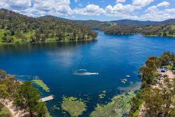 Fototapeta na wymiar Aerial view of Lake Lyell near Lithgow in regional Australia