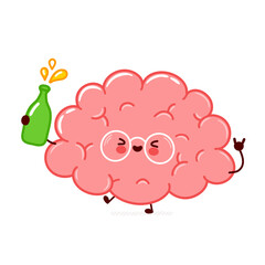 Cute funny human brain organ character