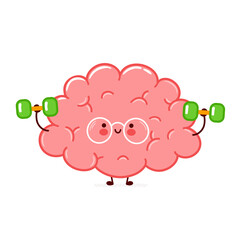 Cute funny human brain organ character