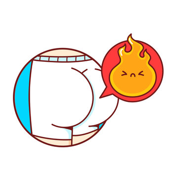 Human buttock in panties and fire face