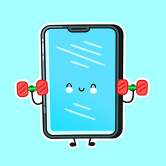 Cute happy smartphone, mobile phone