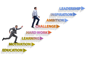 Businessman climbing carrer ladder success factors