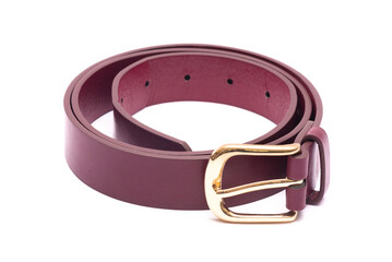 Female leather belt isolated on the white background.