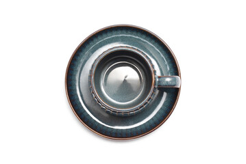 Cup and saucer plate isolated on the white background.