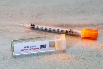 SARS-CoV-2 Covid-19 Vaccine Mock-up with Syringe