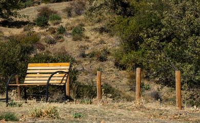 wooden bench in the mountain