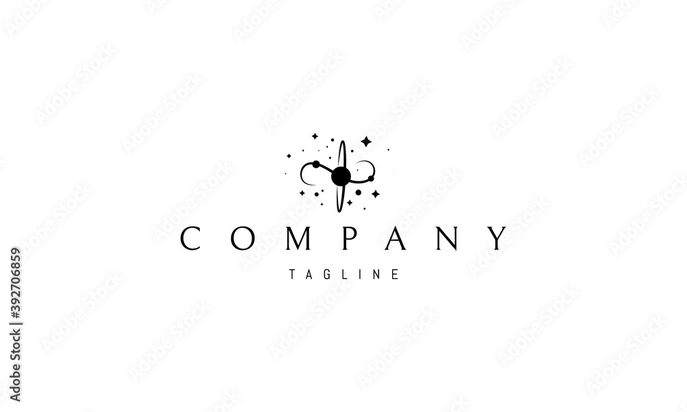 Wall mural vector logo on which the abstract image of the infinity sign on the background of space.