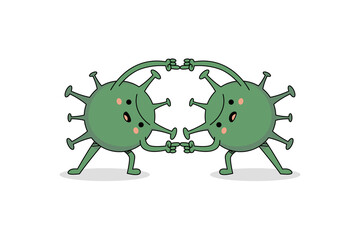 Cute virus cartoon character posing in style