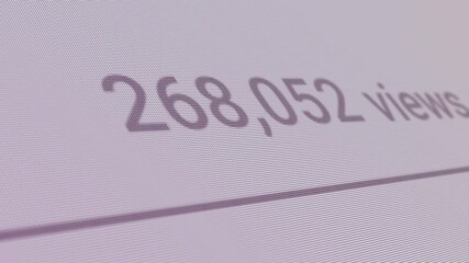 From Zero To 1 Million Views 
Media Counter Increasing Monitor Screen Close Up