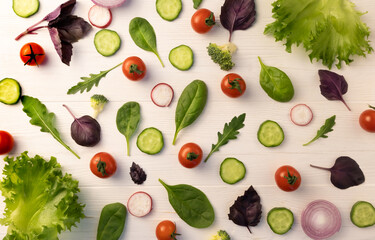 vegetables on a white background