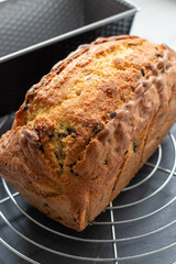 home made chocolate chip loaf tin cake 
