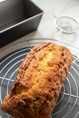home made chocolate chip loaf tin cake 