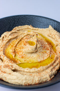 Hummus With Olive Oil Close Up 