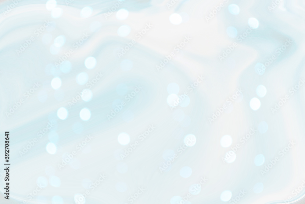 Poster abstract soft dynamic background in light blue and creme colored with waves and bokeh