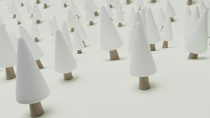 Wooden trees on a snowy slope	